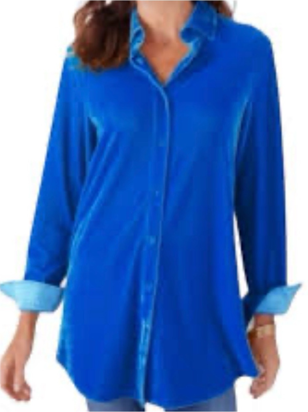 Soft Surroundings Velvet Boyfriend Long-Sleeve Button-Down Shirt